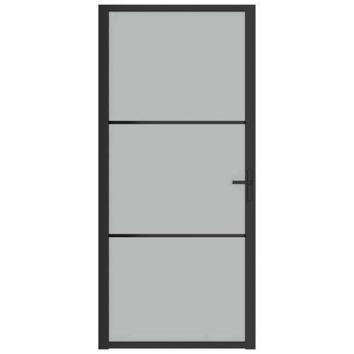 Unutarnja vrata 93 x 201,5 cm crna od mat stakla i aluminija Cijena