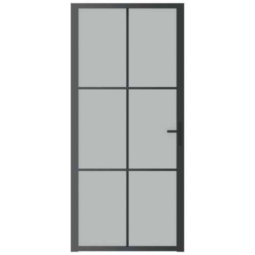 Unutarnja vrata 93 x 201,5 cm crna od mat stakla i aluminija Cijena
