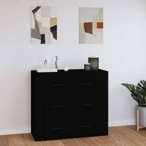 Komoda crna 80 x 33 x 70 cm od konstruiranog drva - Crna 1 Cijena