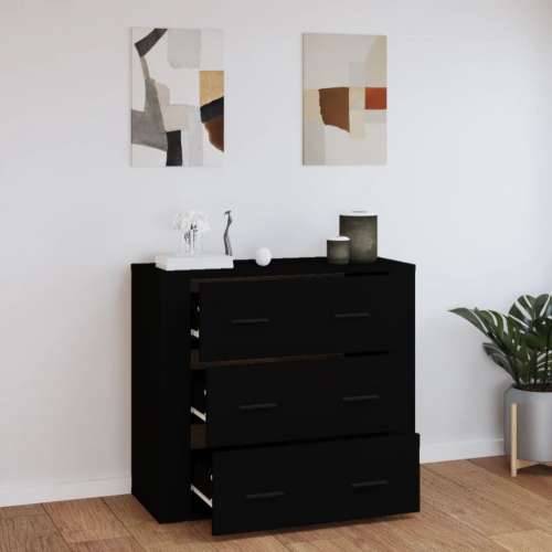 Komoda crna 80 x 33 x 70 cm od konstruiranog drva - Crna 1 Cijena