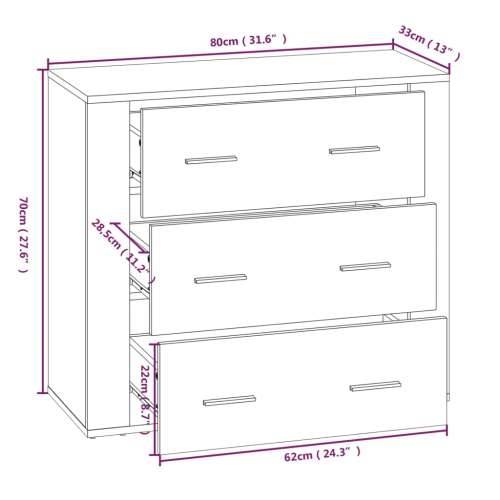 Komoda crna 80 x 33 x 70 cm od konstruiranog drva - Crna 1 Cijena