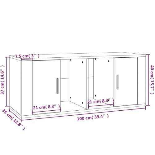 TV ormarić bijeli 100 x 35 x 40 cm od konstruiranog drva - Bijela 1 Cijena