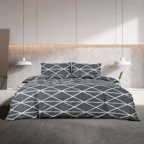 Set posteljine za poplun sivi 135 x 200 cm pamučni - tamnosiva i bijela 135 x 200 cm + 80 x 80 cm 1 Cijena