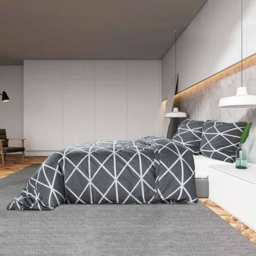 Set posteljine za poplun sivi 135 x 200 cm pamučni - tamnosiva i bijela 135 x 200 cm + 80 x 80 cm 1 Cijena