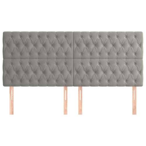 Uzglavlje 4 kom svjetlosivi 90x7x78/88 cm baršunasta - Svjetlosiva 180 cm 4 Visoko Cijena
