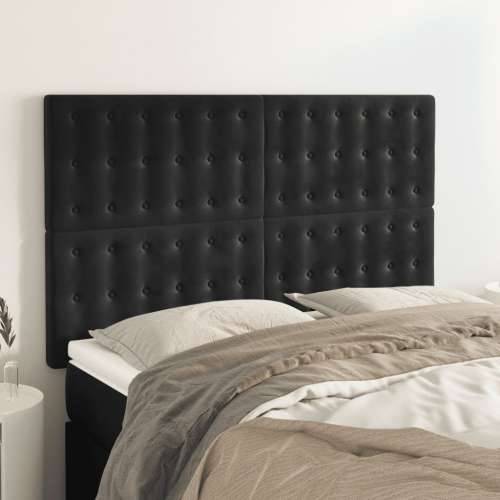 Uzglavlja 4 kom crni 72 x 5 x 78/88 cm baršunasta - Crna 144 cm 1 Visoko Cijena