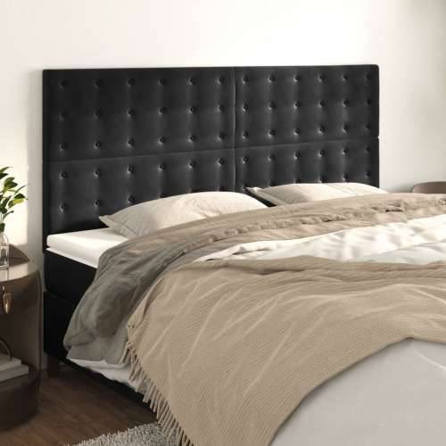 Uzglavlja 4 kom crni 80x5x78/88 cm baršunasta - Crna 160 cm 1 Visoko Cijena