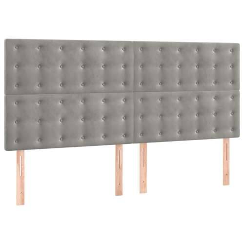 Uzglavlje 4 kom svjetlosivi 100x5x78/88 cm baršunasta - Svjetlosiva 200 cm 1 Visoko Cijena
