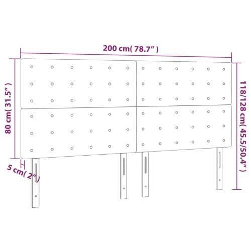 Uzglavlje 4 kom svjetlosivi 100x5x78/88 cm baršunasta - Svjetlosiva 200 cm 1 Visoko Cijena