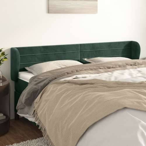 Uzglavlje s ušima tamnozeleno 203x23x78/88 cm baršunasto - Tamnozelena 203 x 23 x 78/88 cm 1 Cijena