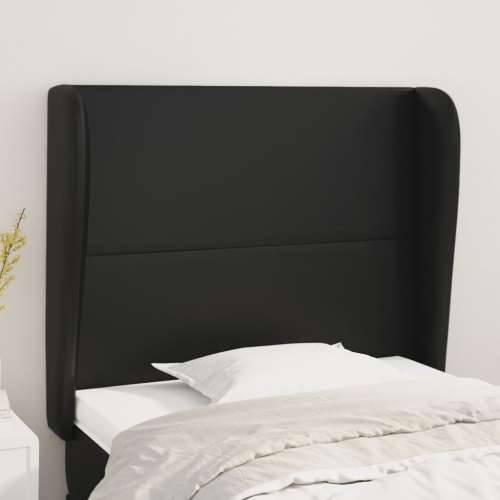 Uzglavlje s ušima crno 83 x 23 x 118/128 cm od umjetne kože - Crna 83 x 23 x 118/128 cm 1 Cijena
