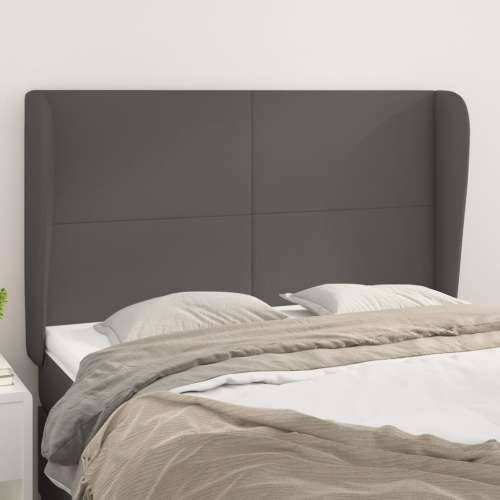 Uzglavlje s ušima sivo 147x23x118/128 cm od umjetne kože - Siva 147 x 23 x 118/128 cm 1 Cijena