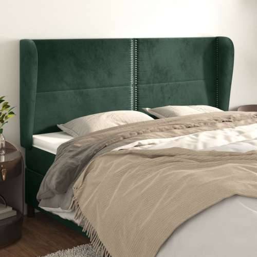 Uzglavlje s ušima tamnozeleno 163x23x118/128 cm baršunasto - Tamnozelena 163 x 23 x 118/128 cm 1 Cijena