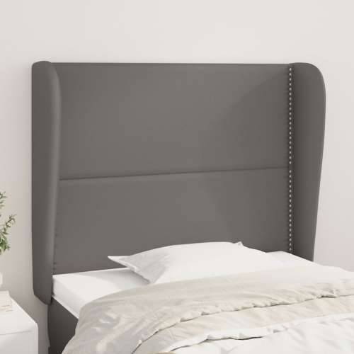 Uzglavlje s ušima sivo 83 x 23 x 118/128 cm od umjetne kože - Siva 83 x 23 x 118/128 cm 1 Cijena