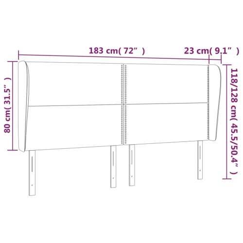 Uzglavlje s ušima crno 183x23x118/128 cm od umjetne kože - Crna 183 x 23 x 118/128 cm 1 Cijena