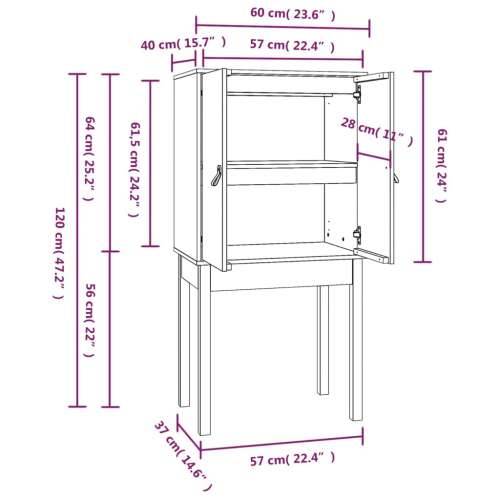 Visoka komoda bijela 60 x 40 x 120 cm od masivne borovine Bijela 1 Cijena