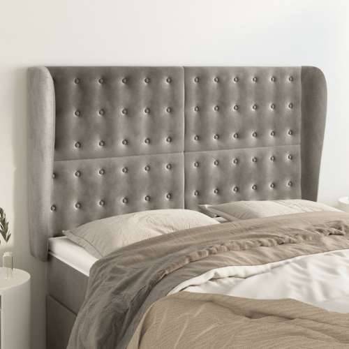 Uzglavlje s ušima svjetlosivo 147x23x118/128 cm baršunasto - Svjetlosiva 147 x 23 x 118/128 cm 1 Cijena