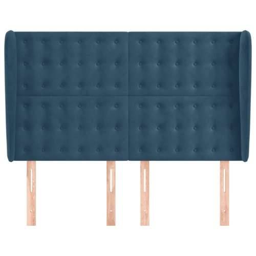 Uzglavlje s ušima tamnoplavo 147x23x118/128 cm baršunasto - Tamno plava 147 x 23 x 118/128 cm 1 Cijena