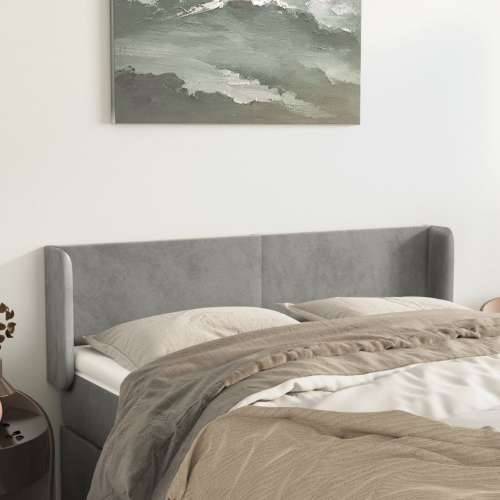 Uzglavlje s ušima svjetlosivo 147x16x78/88 cm baršunasto - Svjetlosiva 147 x 16 x 78/88 cm 1 Cijena