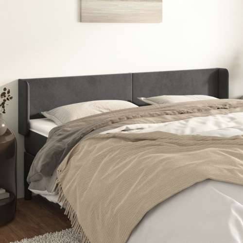 Uzglavlje s ušima tamnosivo 203x16x78/88 cm baršunasto - Tamno siva 203 x 16 x 78/88 cm 1 Cijena