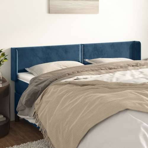 Uzglavlje s ušima tamnoplavo 203x16x78/88 cm baršunasto - Tamno plava 203 x 16 x 78/88 cm 1 Cijena