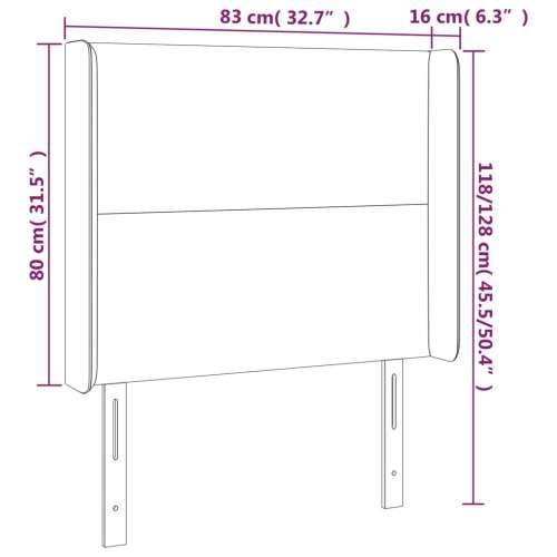Uzglavlje s ušima tamnosivo 83x16x118/128 cm baršunasto - Tamno siva 83 x 16 x 118/128 cm 1 Cijena