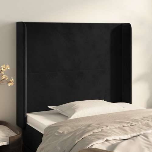 Uzglavlje s ušima crno 83x16x118/128 cm baršunasto - Crna 83 x 16 x 118/128 cm 1 Cijena