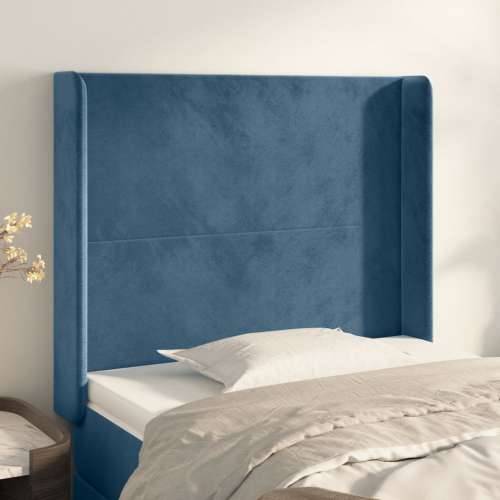 Uzglavlje s ušima tamnoplavo 83x16x118/128 cm baršunasto - Tamno plava 83 x 16 x 118/128 cm 1 Cijena