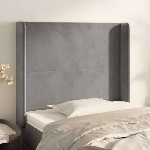 Uzglavlje s ušima svjetlosivo 93x16x118/128 cm baršunasto  - Svjetlosiva 93 x 16 x 118/128 cm 1 Cijena