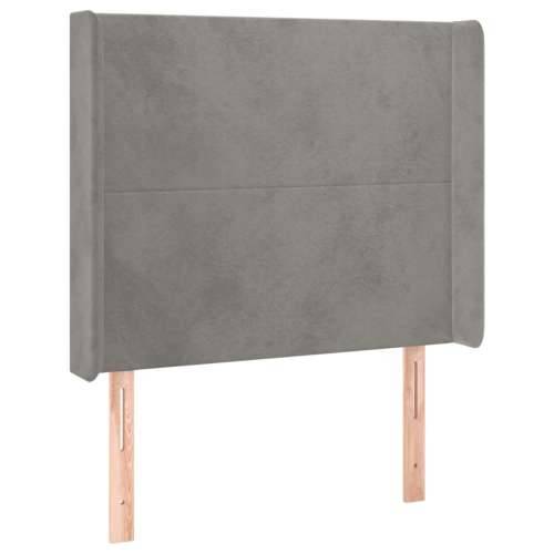 Uzglavlje s ušima svjetlosivo 93x16x118/128 cm baršunasto  - Svjetlosiva 93 x 16 x 118/128 cm 1 Cijena