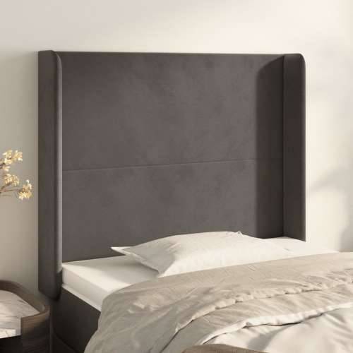 Uzglavlje s ušima tamnosivo 103x16x118/128 cm baršunasto - Tamno siva 103 x 16 x 118/128 cm 1 Cijena