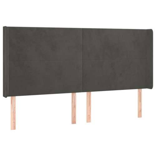 Uzglavlje s ušima tamnosivo 163x16x118/128 cm baršunasto - Tamno siva 163 x 16 x 118/128 cm 1 Cijena