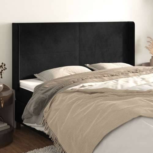 Uzglavlje s ušima crno 183x16x118/128 cm baršunasto - Crna 183 x 16 x 118/128 cm 1 Cijena