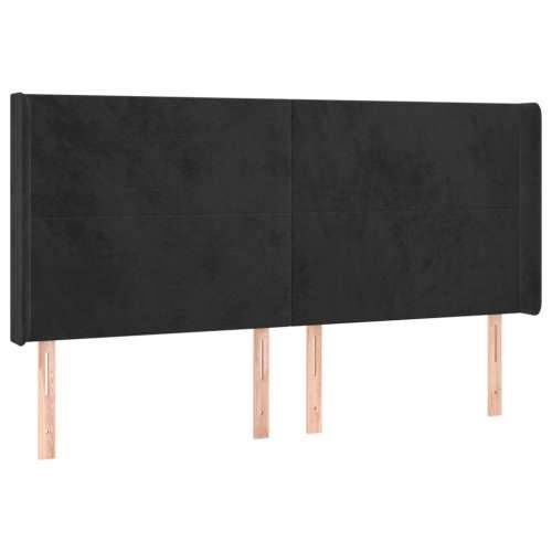 Uzglavlje s ušima crno 183x16x118/128 cm baršunasto - Crna 183 x 16 x 118/128 cm 1 Cijena