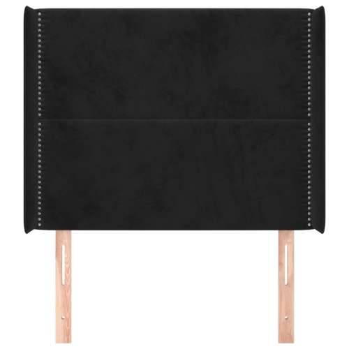 Uzglavlje s ušima crno 83x16x118/128 cm baršunasto - Crna 83 x 16 x 118/128 cm 1 Cijena