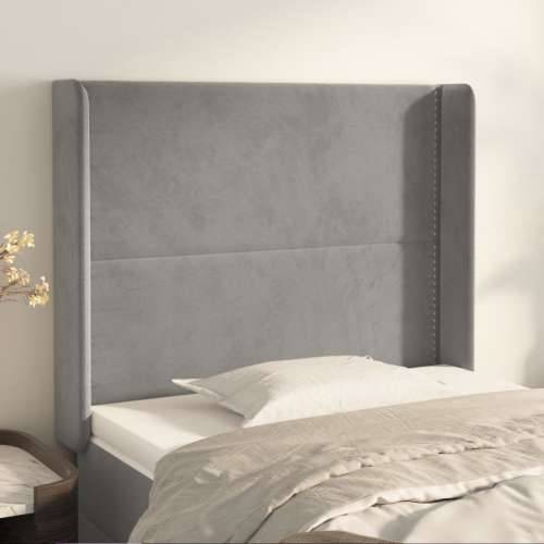 Uzglavlje s ušima svjetlosivo 93x16x118/128 cm baršunasto - Svjetlosiva 93 x 16 x 118/128 cm 1 Cijena