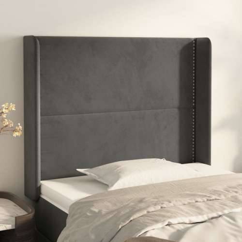 Uzglavlje s ušima tamnosivo 103x16x118/128 cm baršunasto - Tamno siva 103 x 16 x 118/128 cm 1 Cijena