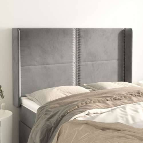 Uzglavlje s ušima svjetlosivo 147x16x118/128 cm baršunasto - Svjetlosiva 147 x 16 x 118/128 cm 1 Cijena