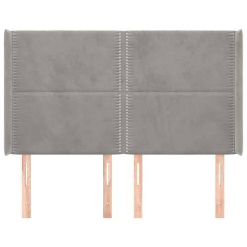 Uzglavlje s ušima svjetlosivo 147x16x118/128 cm baršunasto - Svjetlosiva 147 x 16 x 118/128 cm 1 Cijena