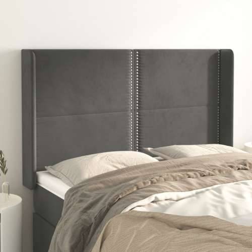 Uzglavlje s ušima tamnosivo 147x16x118/128 cm baršunasto - Tamno siva 147 x 16 x 118/128 cm 1 Cijena