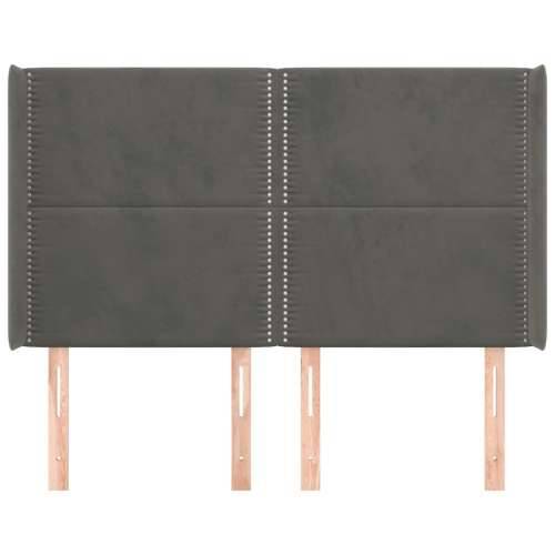 Uzglavlje s ušima tamnosivo 147x16x118/128 cm baršunasto - Tamno siva 147 x 16 x 118/128 cm 1 Cijena