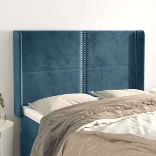 Uzglavlje s ušima tamnoplavo 147x16x118/128 cm baršunasto - Tamno plava 147 x 16 x 118/128 cm 1 Cijena