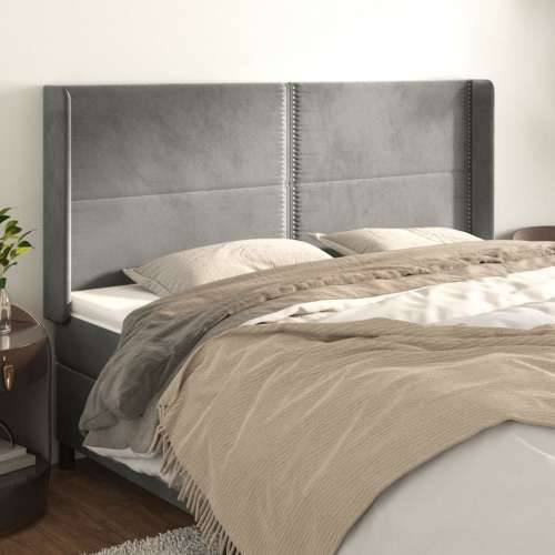 Uzglavlje s ušima svjetlosivo 163x16x118/128 cm baršunasto - Svjetlosiva 163 x 16 x 118/128 cm 1 Cijena