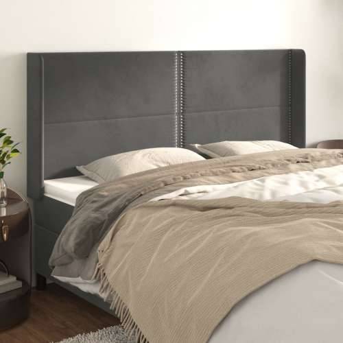 Uzglavlje s ušima tamnosivo 163x16x118/128 cm baršunasto - Tamno siva 163 x 16 x 118/128 cm 1 Cijena