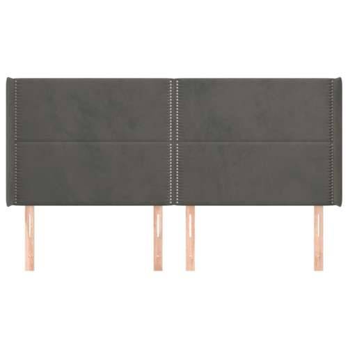 Uzglavlje s ušima tamnosivo 163x16x118/128 cm baršunasto - Tamno siva 163 x 16 x 118/128 cm 1 Cijena