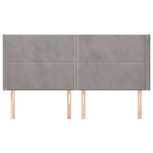 Uzglavlje s ušima svjetlosivo 203x16x118/128 cm baršunasto - Svjetlosiva 203 x 16 x 118/128 cm 1 Cijena