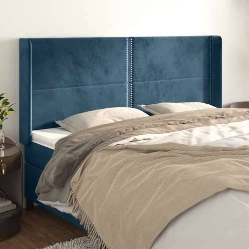 Uzglavlje s ušima tamnoplavo 203x16x118/128 cm baršunasto - Tamno plava 203 x 16 x 118/128 cm 1 Cijena