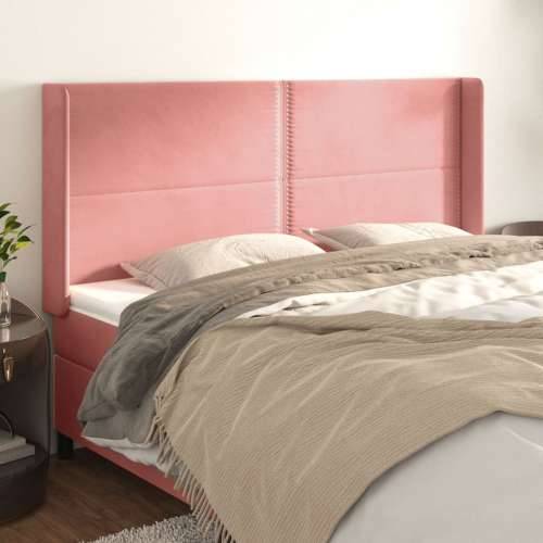 Uzglavlje s ušima ružičasto 203x16x118/128 cm baršunasto - Ružičasta 203 x 16 x 118/128 cm 1 Cijena