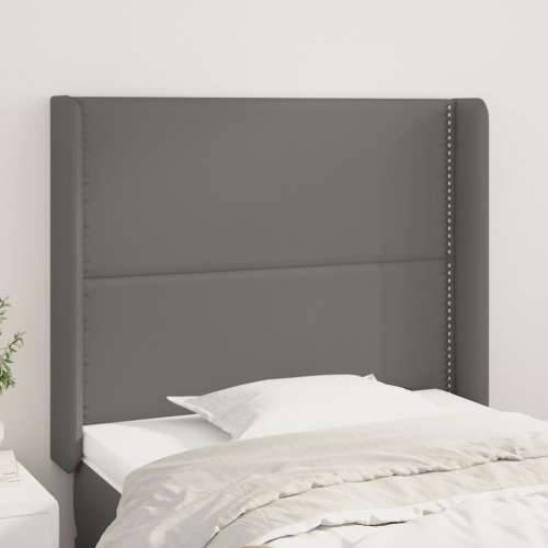 Uzglavlje s ušima sivo 83x16x118/128 cm od umjetne kože - Siva 83 x 16 x 118/128 cm 1 Cijena