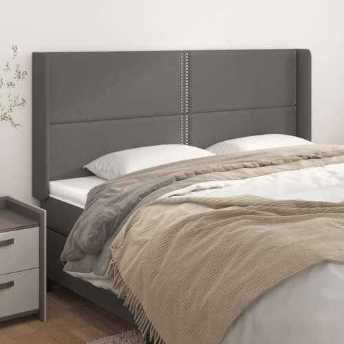 Uzglavlje s ušima sivo 203x16x118/128 cm od umjetne kože - Siva 203 x 16 x 118/128 cm 1 Cijena